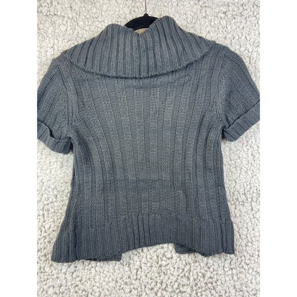 Derek Heart gray open  short cardigan short sleeve high neck open button size S - Picture 6 of 9